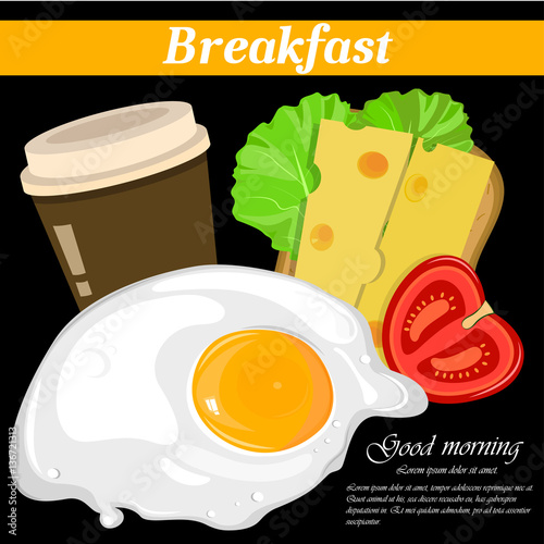 Full english and american breakfast vector illustration.