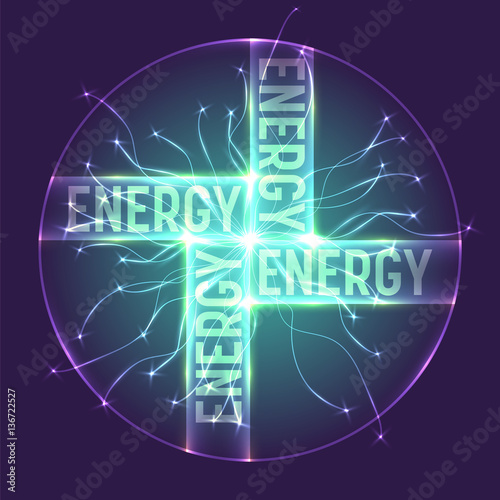 Abstract transparent circle with the word energy