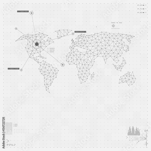 Polygonal world map. Global communication.