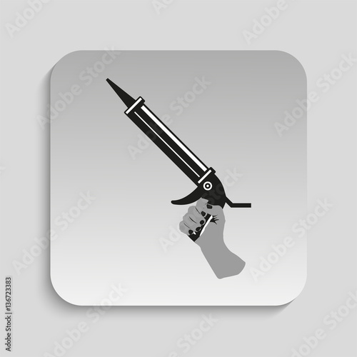Sealant gun in his hand. Vector icon.