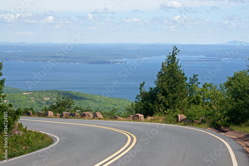 Road to Acadia National Park on Cadillac Mountain. State of Maine, USA photo