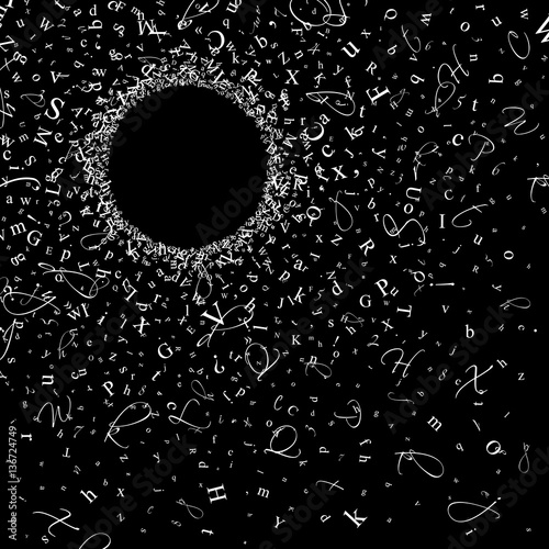 Abstract background of letters and digits.
