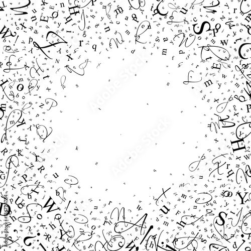 Abstract background of letters and digits.