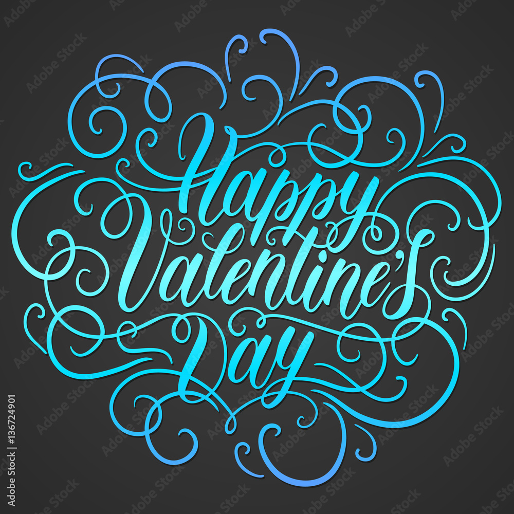 Happy Valentine's day hand lettering. Can be used for website background, poster, printing, banner, greeting card. Vector illustration Happy Valentine's day hand lettering. Can be used for website background, poster, printing, banner, greeting card. Vector illustration