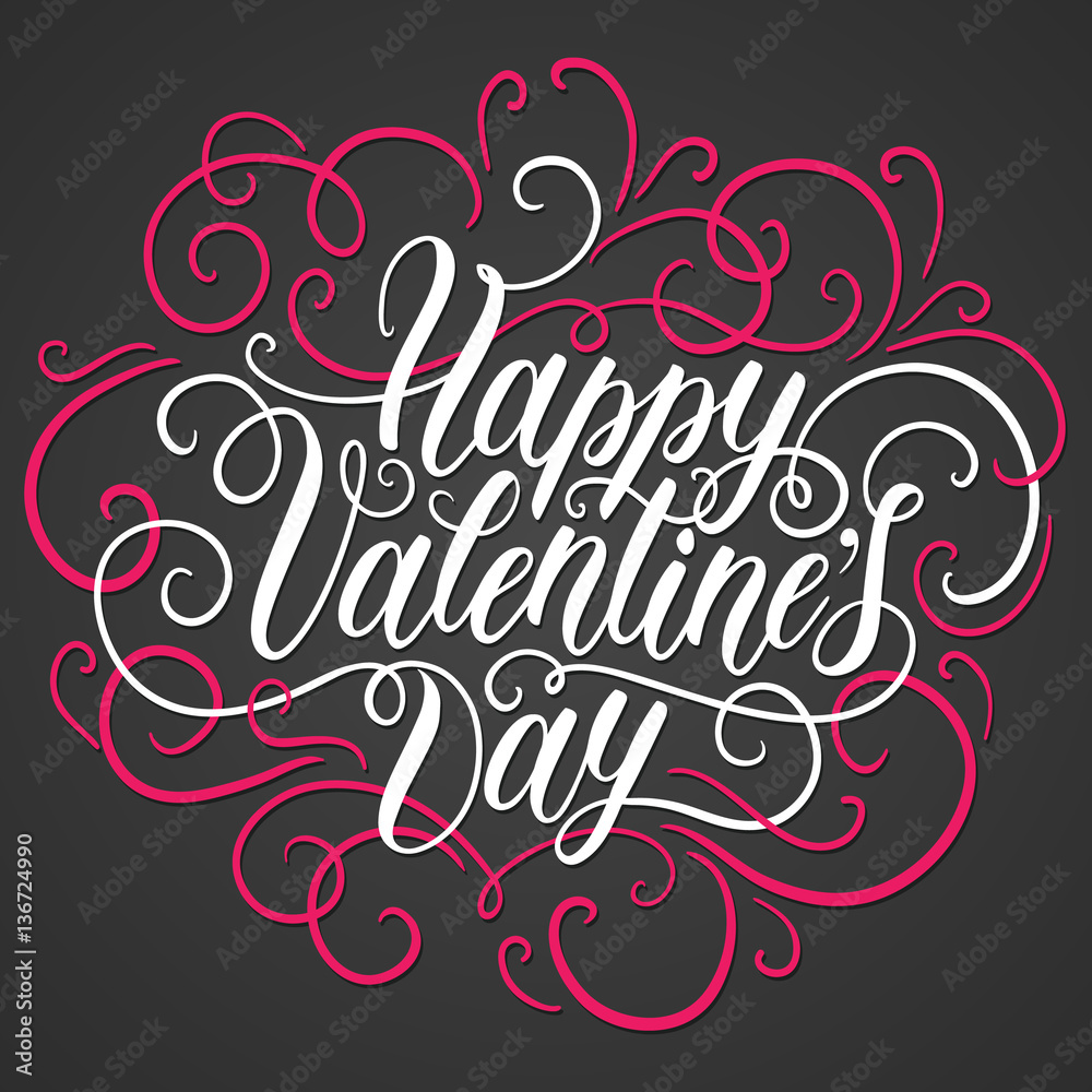 Happy Valentine's day hand lettering. Can be used for website background, poster, printing, banner, greeting card. Vector illustration Happy Valentine's day hand lettering. Can be used for website background, poster, printing, banner, greeting card. Vector illustration