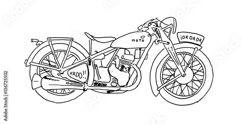 Vintage Motorcycle. Hand drawn vector illustration.