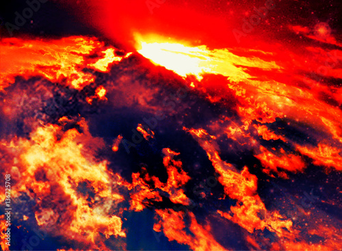 Volcano red abstract lava heaven clouds image