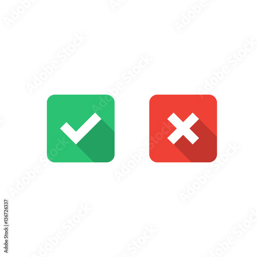 Set of check mark icons. Tick and cross