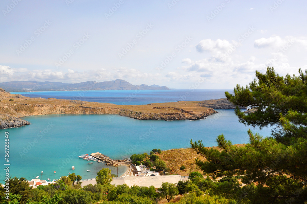 A Bay near Lindos, Rhodes island, Greece