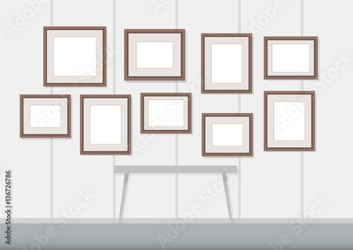 Picture frame on wall. vector