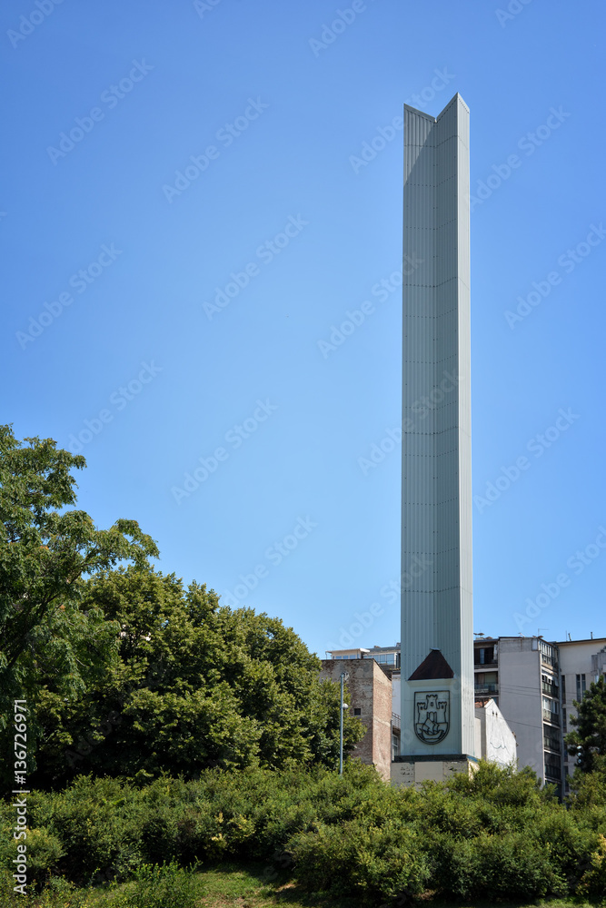 Obelisk dedicated to Non Aligned Movement at Belgrade city centre, Serbia.