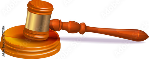 Judge hammer on white background