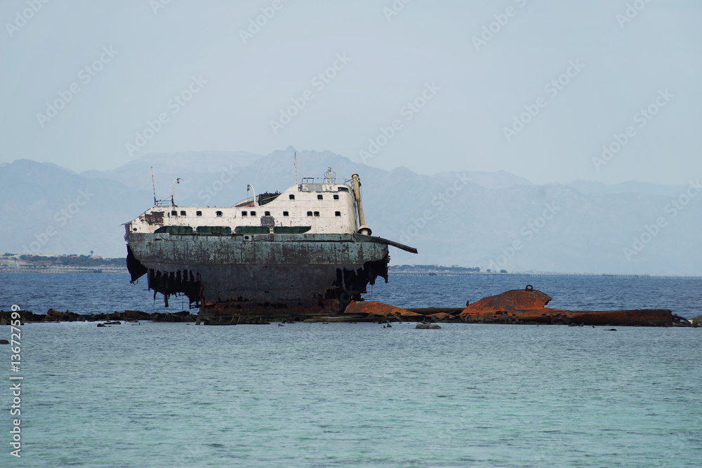 An old shipwreck or abandoned shipwreck. An old shipwreck or abandoned shipwreck.