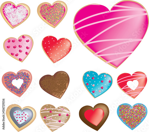 heart shaped cookie or donut on white background