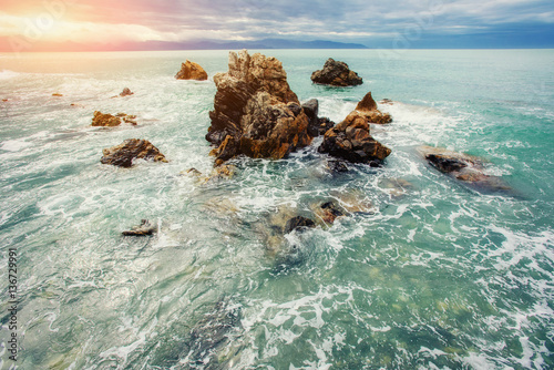 Spring panorama of sea coast city Trapany. Sicily, Italy, Europe