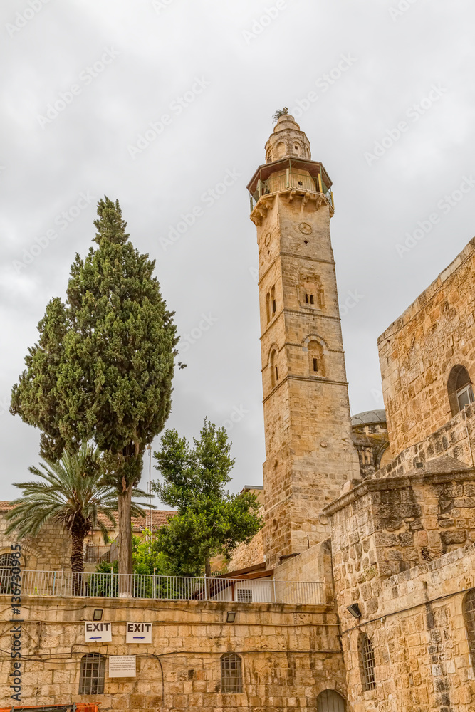 Omer mosque minaret in Jerusalem