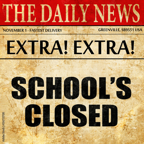 Wallpaper Mural school is closed, article text in newspaper Torontodigital.ca