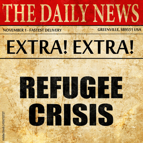 Wallpaper Mural refugee crisis, article text in newspaper Torontodigital.ca