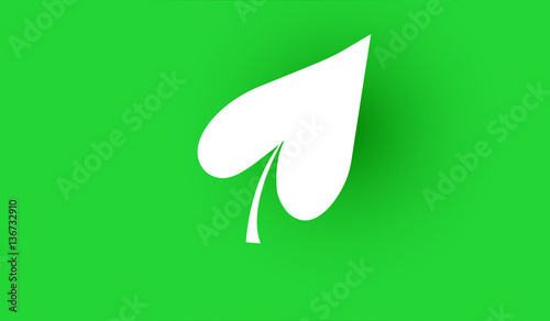 White leaf icon on a green background with dark shadow. Ecology concept and green motion 