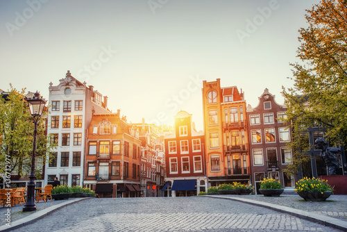 Photography Amsterdam canal at sunset.