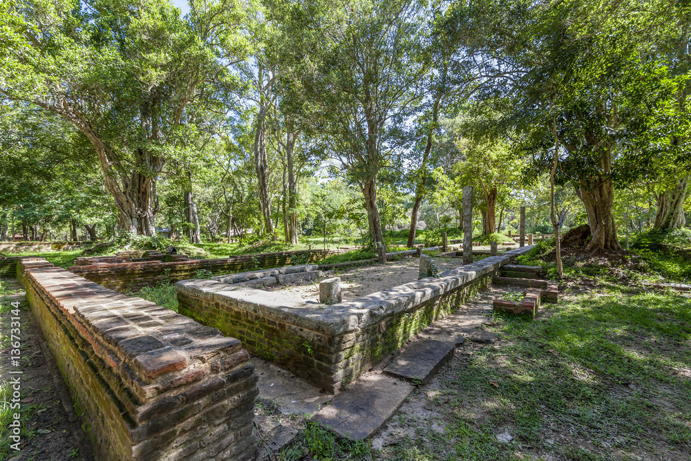 In der Pilgerstätte der alten Königstadt Anuradhapura auf der tropischen Insel Sri Lanka In der Pilgerstätte der alten Königstadt Anuradhapura auf der tropischen Insel Sri Lanka