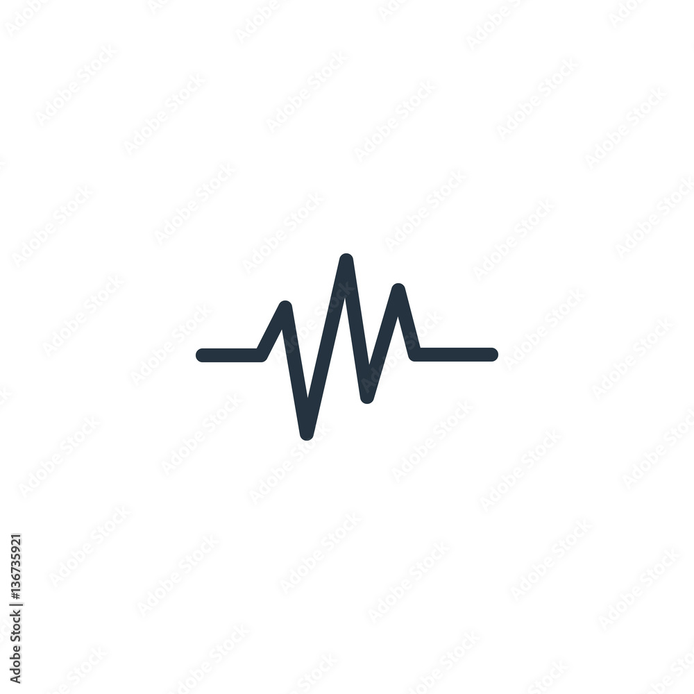 sound wave thin line icon set on white background, audio, music, flat, minimalistic