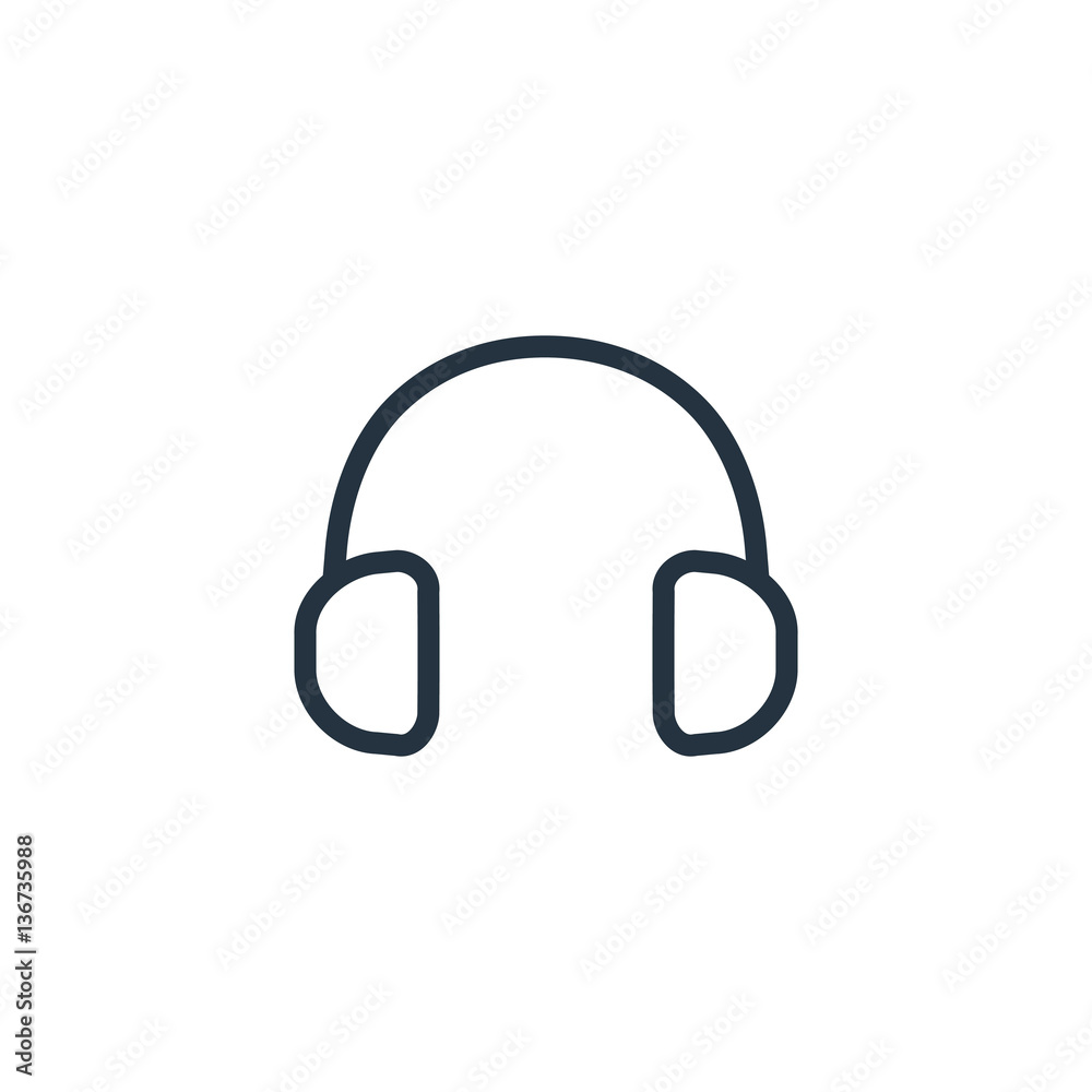 headphones thin line icon set on white background, audio, music, flat, minimalistic headphones thin line icon set on white background, audio, music, flat, minimalistic