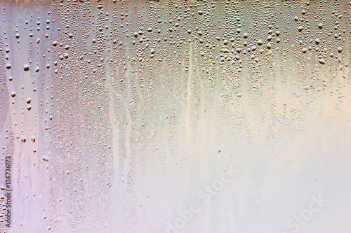 Texture of water droplets on glass
