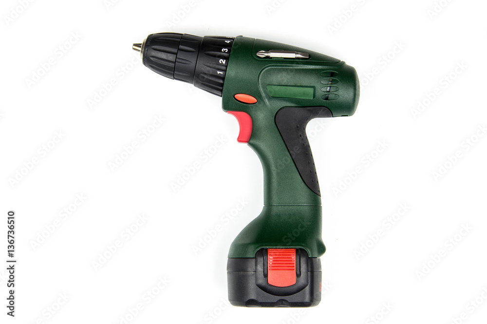 Cordless screwdriver isolated on white background
