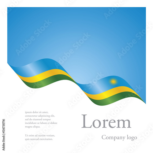 New brochure abstract design modular pattern of wavy flag ribbon of Rwanda