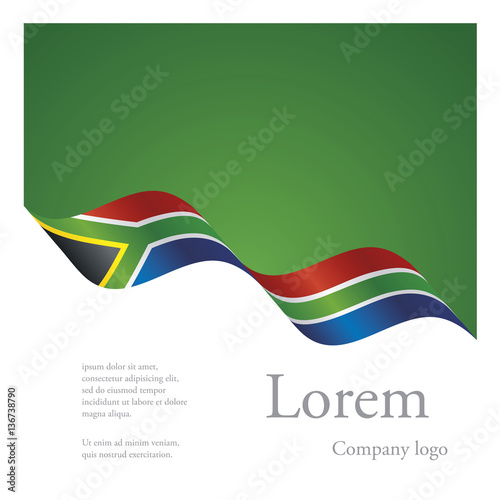 New brochure abstract design modular pattern of wavy flag ribbon of South Africa