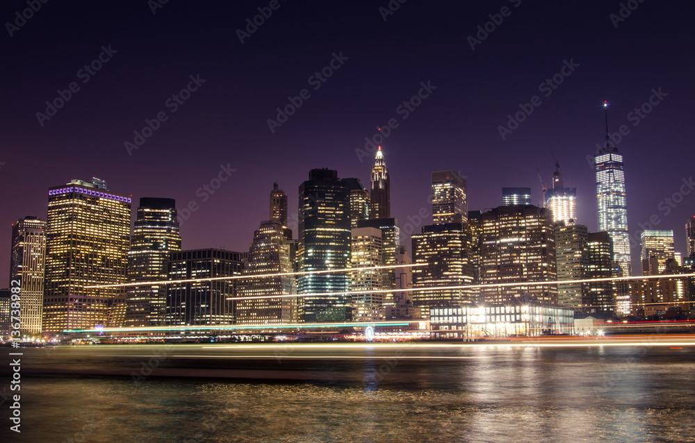 Famous Manhattan island cityscape in New York
