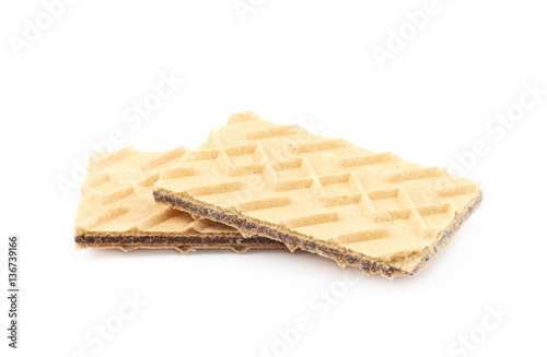 Pile of chocolate wafers isolated