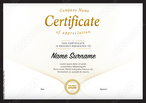 Certificate template vector, diploma border