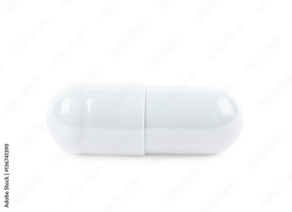 Single softgel capsule pill isolated Single softgel capsule pill isolated