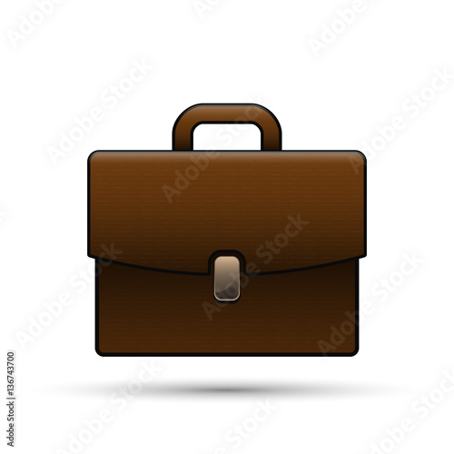 Brown briefcase vector illustration.