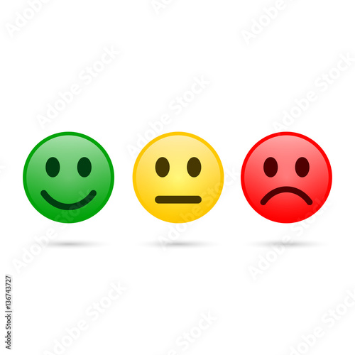 Smiley emoticons icon positive, neutral and negative, vector.