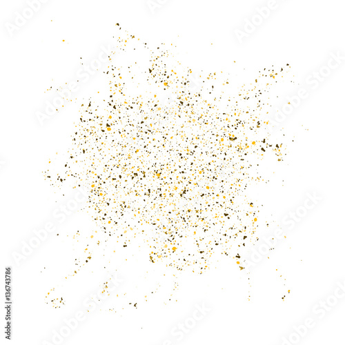 Golden glitter shine texture on a white background. Golden explosion of Confetti. Golden abstract particles on a light background. Isolated Holiday Design elements. Vector illustration.