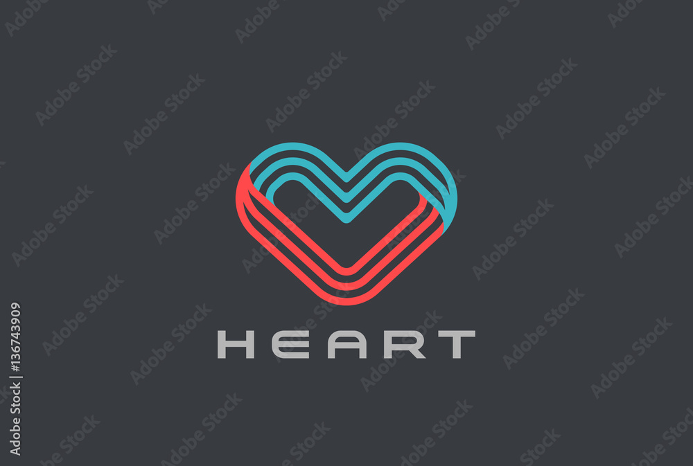 Obraz premium Heart Logo abstract design Linear Valentines day of Love Wedding