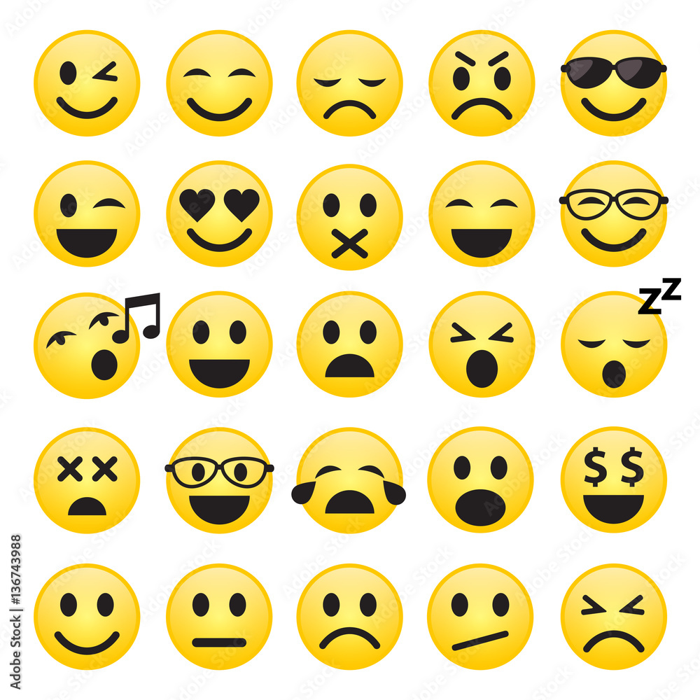Emoticons set icon. Set of Emoji. Smiley icons. Vector. Emoticons set icon. Set of Emoji. Smiley icons. Vector.