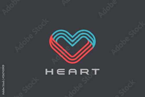Heart Logo abstract design Linear Valentines day of Love Wedding