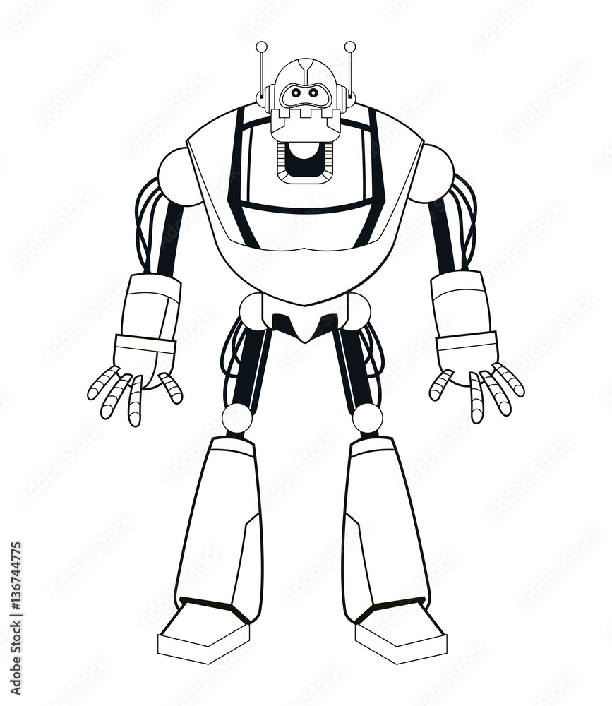 robot electric mechanical thin line vector illustration eps 10
