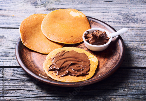 Pancakes with chocolate spread