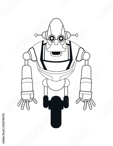 robot automation with wheel thin line vector illustration eps 10