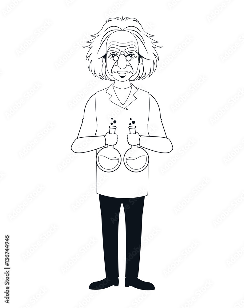 character scientist physical holding test tube outline vector illustration eps 10 character scientist physical holding test tube outline vector illustration eps 10