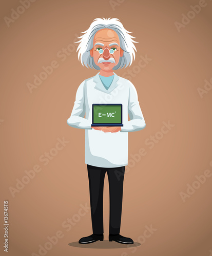 character scientist physical board with formula vector illustration eps 10