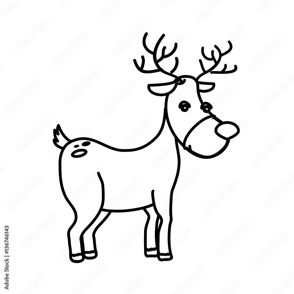 happy merry christmas reindeer card vector illustration design