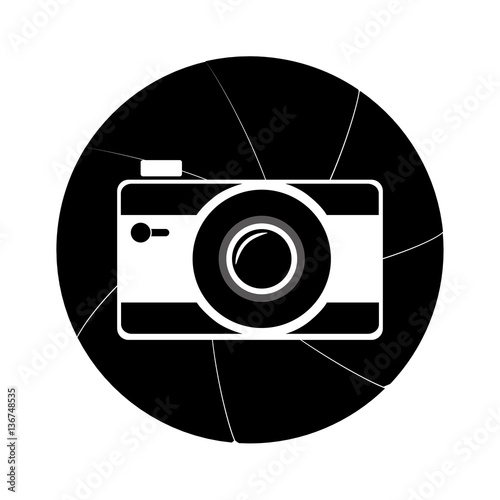 circular border in obturator shape with silhouette camera vector illustration photo
