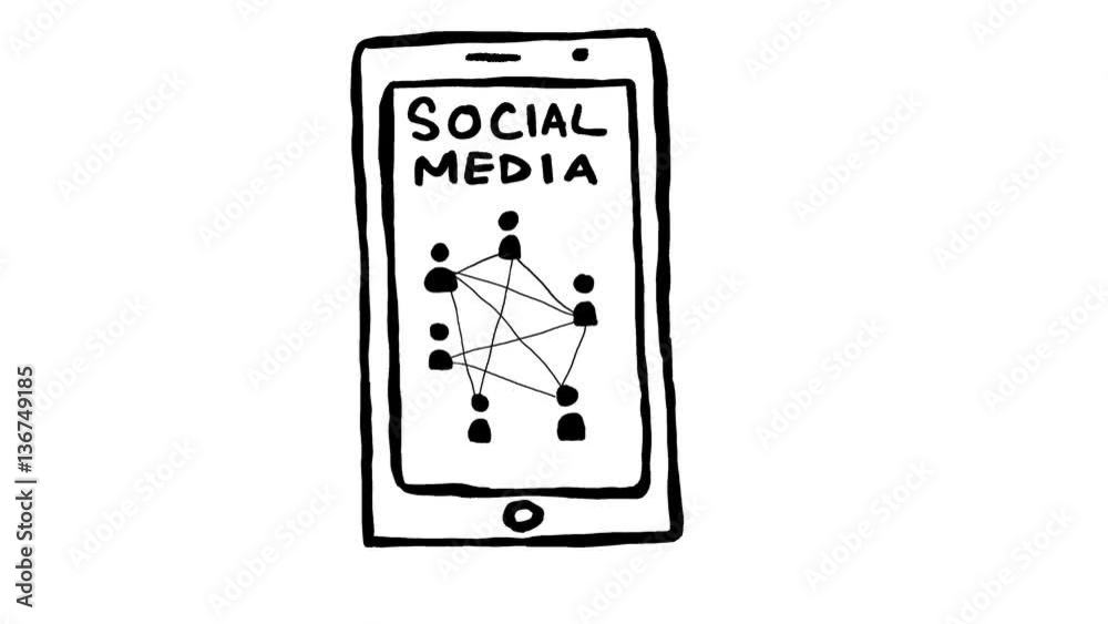 Handmade social media symbol on smartphone tablet doodle animation. Pure white background. Handmade social media symbol on smartphone tablet doodle animation. Pure white background.