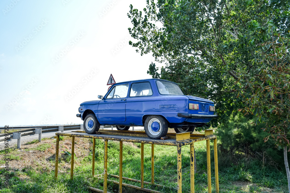 Fototapeta premium Old car Zaporozhets. Restored vintage car. The legacy of the Sov
